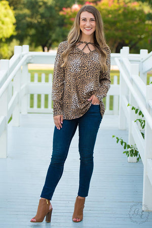 Criss Cross All the Way Top - Leopard