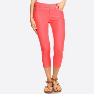Nantucket Women's Classic Skinny Capri Jeggings - Coral