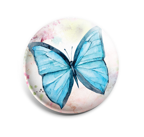 Badge Button - Printed - Dragon Fly Water Color