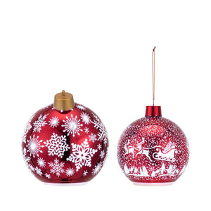 Christmas - Lit Red Glitter Ornament Sitters - Set of 2