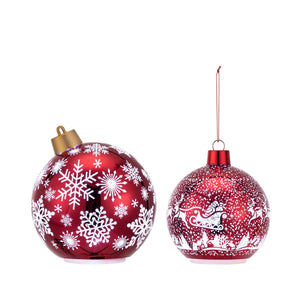 Christmas - Lit Red Glitter Ornament Sitters - Set of 2