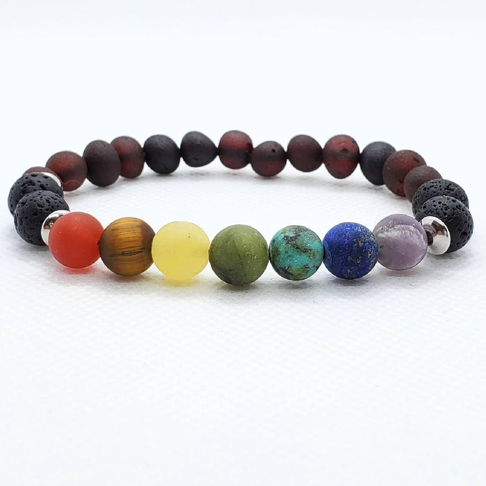 RBA - Adult CHUNKY Amber Aromatherapy Bracelet - Raw Chakra Cherry