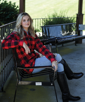 Crosswind Quarter Zip Sweatshirt - Red and Black Check