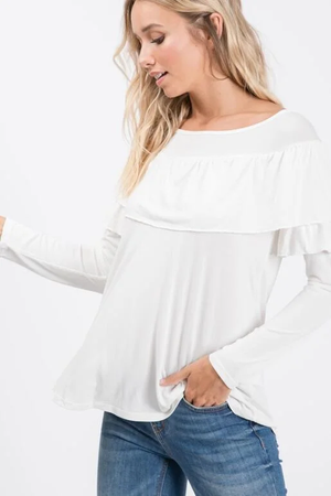 Ayana Double Ruffle Top - Ivory