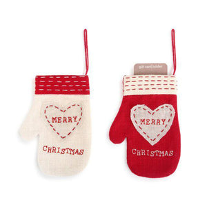 Christmas Mitten Ornament Gift Card Holder - Set of Two