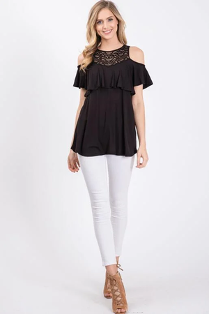 Willow Cold Shoulder Top - Black