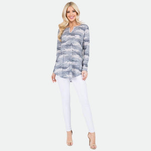 Rae Women's Long Sleeve Vintage Camouflage - Beige