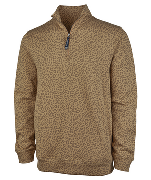 Crosswind Quarter Zip Sweatshirt - Gold Leopard