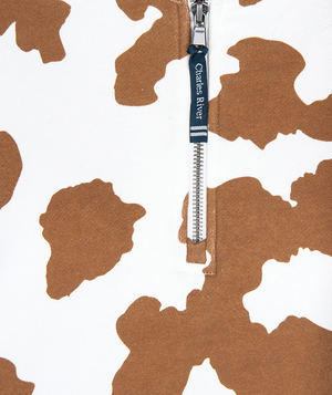 Crosswind Quarter Zip Sweatshirt - Brown Cow Print