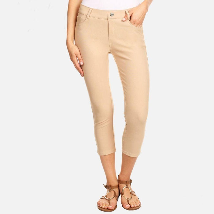 Nantucket Women's Classic Skinny Capri Jeggings - Camel