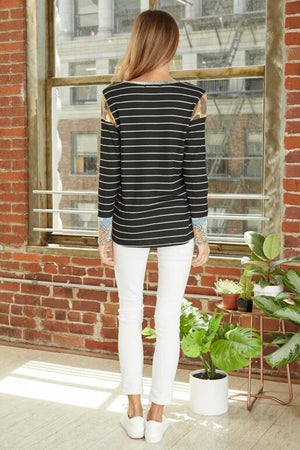 Lorelei Thermal and Mixed Media Top - Black