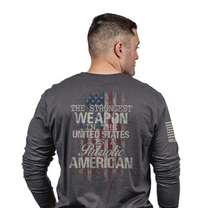 Patriotic American Long Sleeve - Heavy Metal Grey
