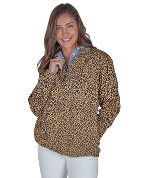 Crosswind Quarter Zip Sweatshirt - Leopard