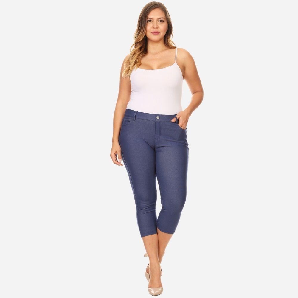 Nantucket Women's Classic Plus Size Capri Jeggings - Dark Blue – Spotted  Moon