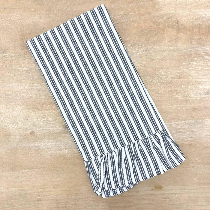 Ticking Stripe Ruffle Hand Towel