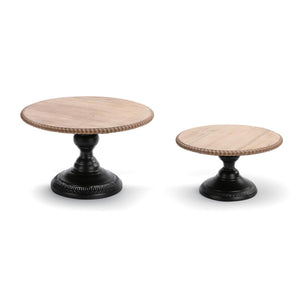Wood and Metal Pedestals - Set of 2