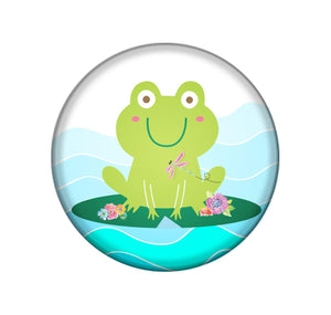Badge Button - Printed - Lily Frog
