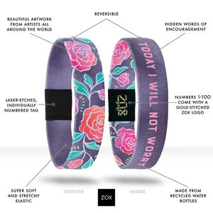 ZOX Wristband - Today I Will Not Worry - Medium Size