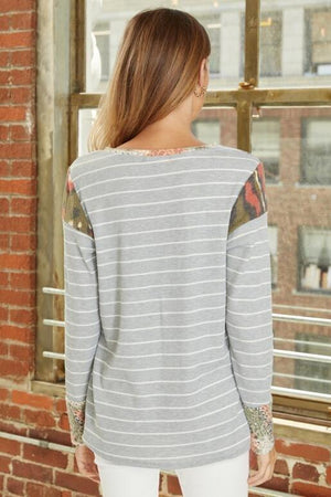 Lorelei Thermal and Mixed Media Top - Grey