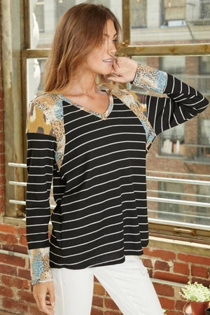 Lorelei Thermal and Mixed Media Top - Black