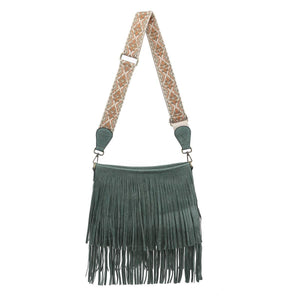 Sadie Suede Fringe Crossbody with Guitar Strap