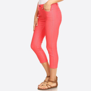 Nantucket Women's Classic Skinny Capri Jeggings - Coral