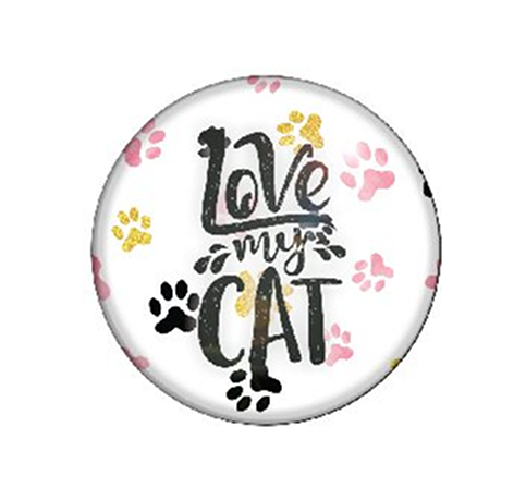 Badge Button - Printed - Love My Cat