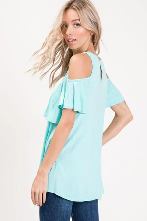 Willow Cold Shoulder Top - Mint