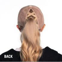 C.C. Criss Cross Faux Leather Mesh Pony Cap