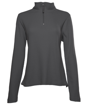 Women's Waffle Quarter Zip Pullover - Charcoal Grey