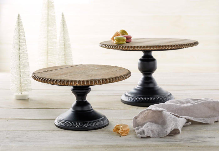 Wood and Metal Pedestals - Set of 2