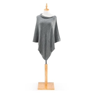 Cozy Knit Microfiber Poncho - Gray