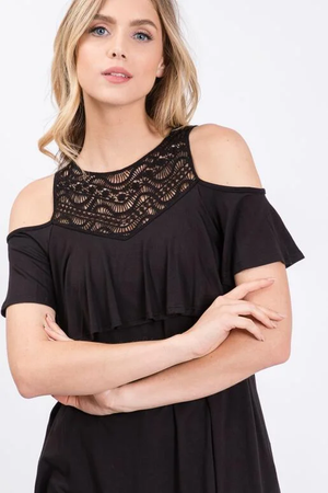 Willow Cold Shoulder Top - Black