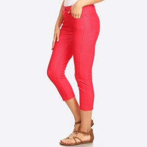 Nantucket Women's Classic Skinny Capri Jeggings - Red
