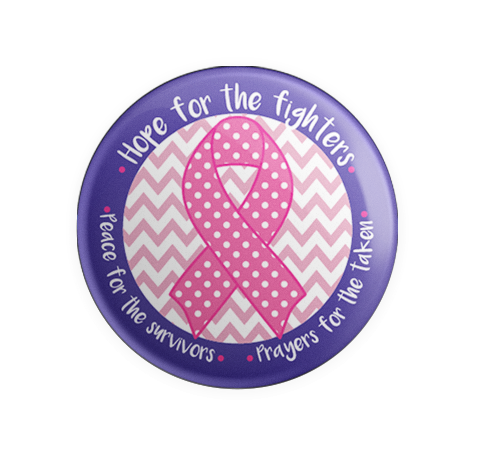 Badge Button - Printed - Hope for the Fighters - Breast Cancer