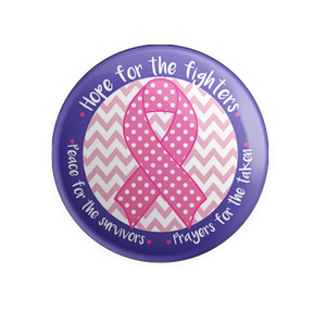 Badge Button - Printed - Hope for the Fighters - Breast Cancer