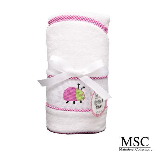 Smocked Hooded Towel - Hot Pink Ladybug