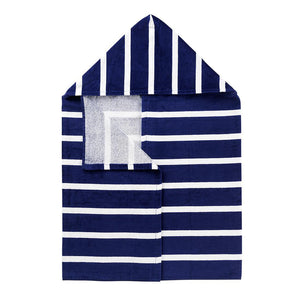 VL - Hooded Beach Towel - Navy Dandy Stripe