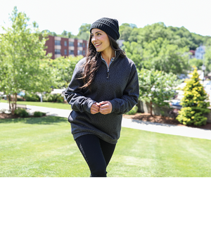 Crosswind Quarter Zip Sweatshirt - Black Leopard