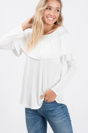 Ayana Double Ruffle Top - Ivory