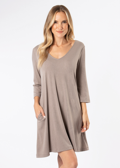 Simply Noelle Everyday Basic Knit Dress - Taupe