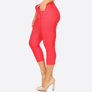 Nantucket Women's Classic Plus Size Capri Jeggings - Red