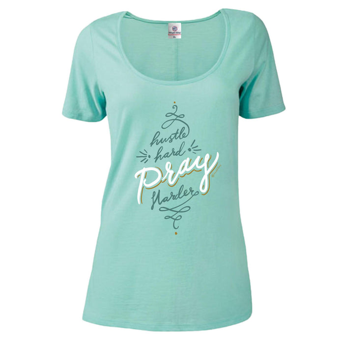 Itsa - Short Sleeve Scoop Neck - Pray Harder - Celadon