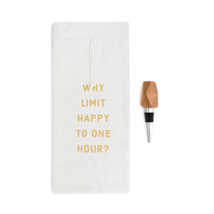Wine Bottle Bag & Stopper - Happy Hour
