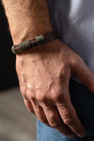 Journey Men's Adjustable Leather Bracelet - Brown
