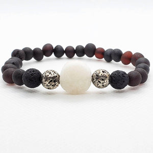 RBA - Adult CHUNKY Amber Aromatherapy Bracelet - Druzy Quartz Raw Cherry