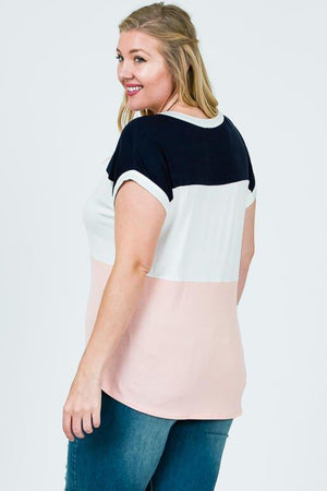 Priya Plus Short Sleeve Top - Blush