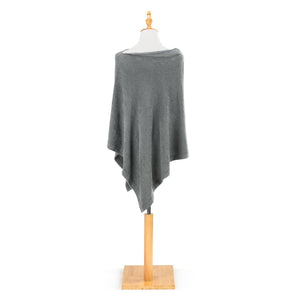 Cozy Knit Microfiber Poncho - Gray