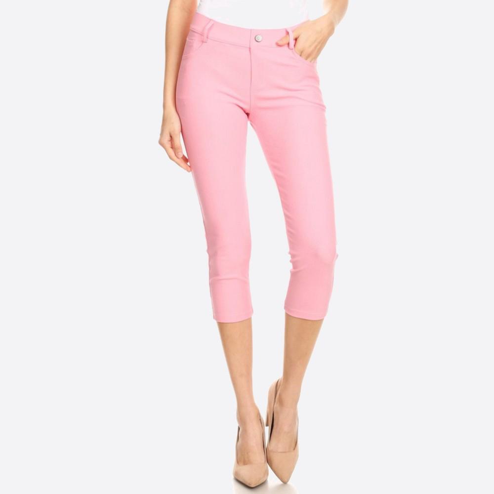 Women's Cotton Blend Capri Jeggings Stretchy Skinny Pants Jeans