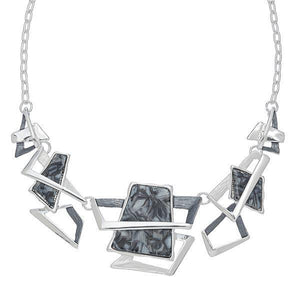 Grey Marbleize Geo Collar Necklace